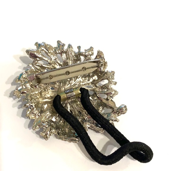 Ponytail Holder Brooch Rainbow Rhinestones 2 In 1 - Picture 2 of 2